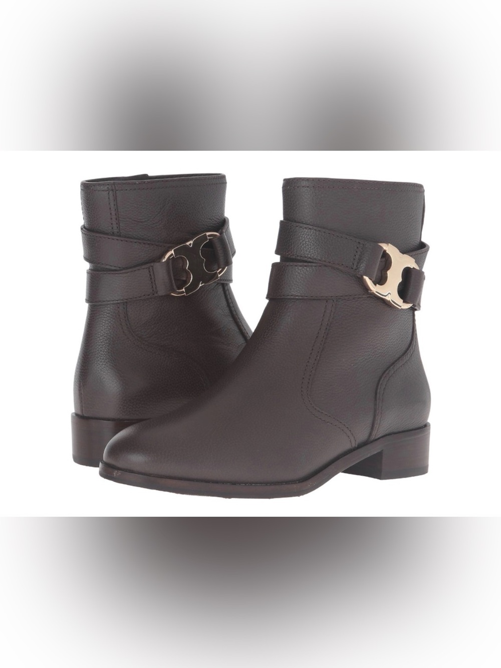 Tory Burch Gemini Link Dark Brown Ankle Booties